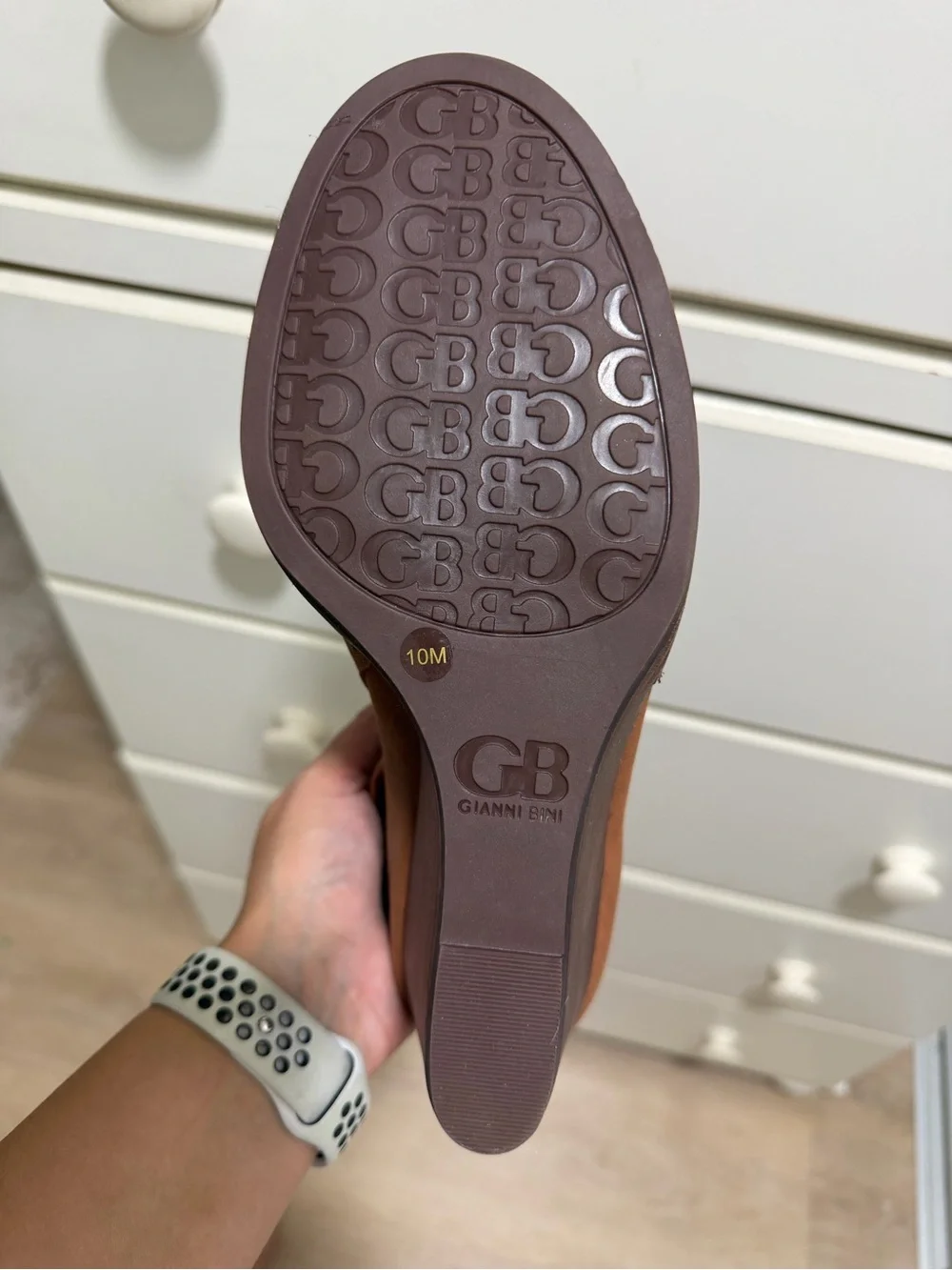 Gianni Bini Chestnut Leather Wedge Booties